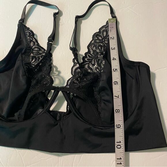 Very Sexy underwire mesh lace stemless unlined Demi Bra Black 36C/D - Picture 4 of 11